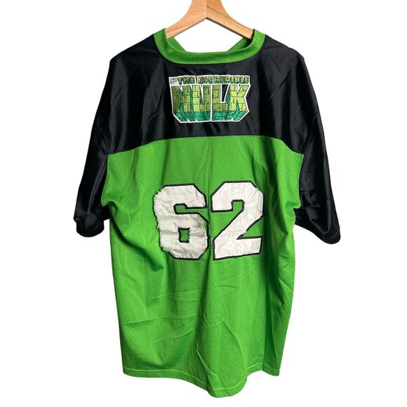 Vintage Hulk Universal Studios Green Football Jersey Size Large #62 minor stains - Picture 2 of 7